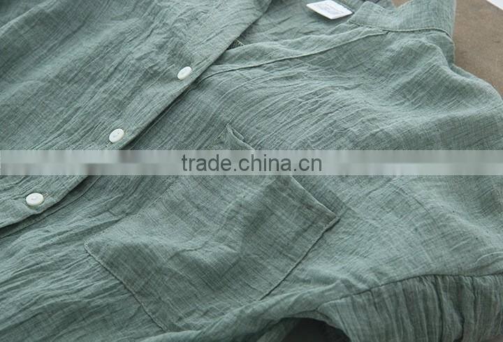wholesale price summer sun protection Linen / cotton plain long shirts for women