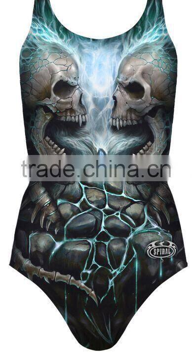 3d digital printed women's slim one- piece swimwear