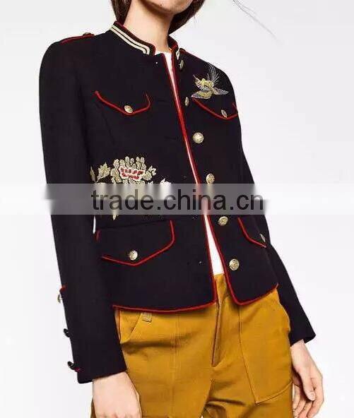 Runwaylover EY1033C europe design retrostyle floral printed flower embroidery lady jacket thicken woman coats