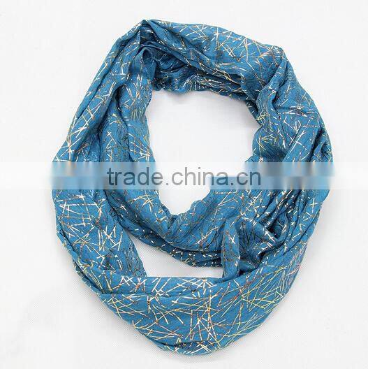 Natural solid color voile gold stamp wrinkle Infinity scarf
