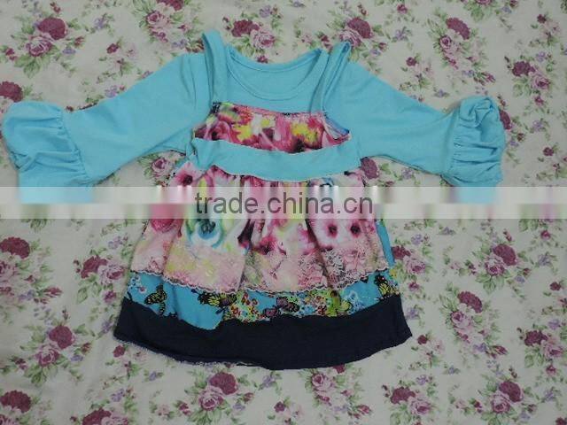 2017 Autumn New Style Wholesale Children's Boutique T-shirt Baby Girls Cute Floral Lace Long Sleeves Beautiful Top