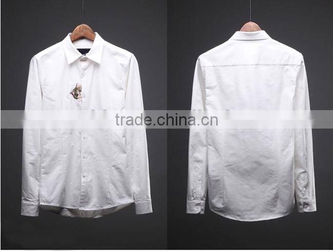 design Cat Embroidered men oxford casual shirt, young couple shirt