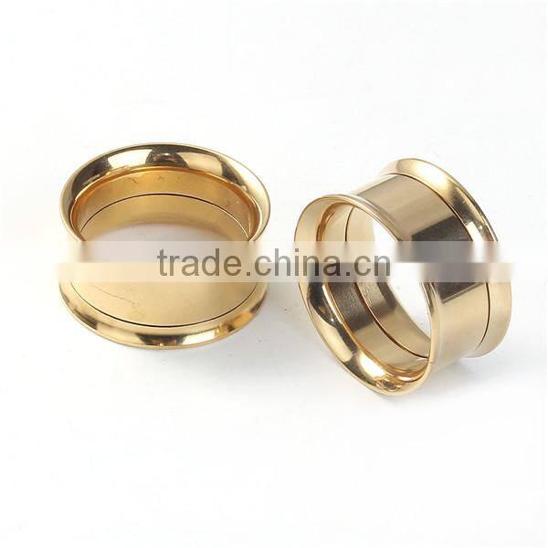 18mm Stainless Steel Ear Stretcher Expander Bobbin Gold Plated Charming Plugs Jewelry
