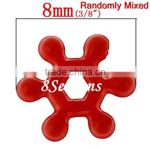 Mixed Christmas Snowflake Acrylic Charm Beads 8mm x 7mm