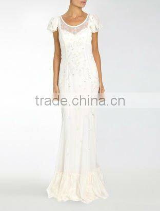 colummn /sheath luxurious sequined,beaded white evening dress/gown floor-length dress EDTT2