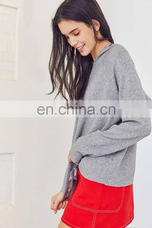 Soft Cotton Oversized Hood Raglan Style Long Sleeves Women Double-knit Hoodie