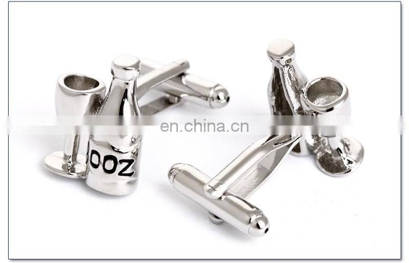 Wine Bottle and Cup Cuff link Silver Cheap Shirt Cufflinks Men