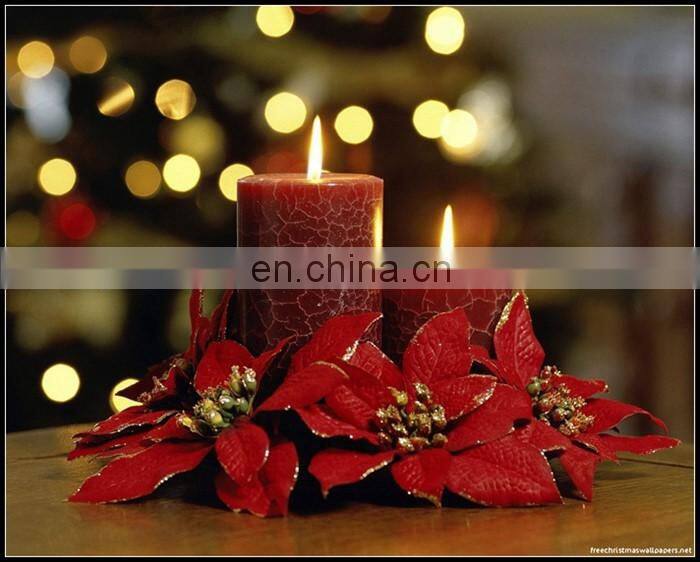 Red color printing Christmas pillar candle