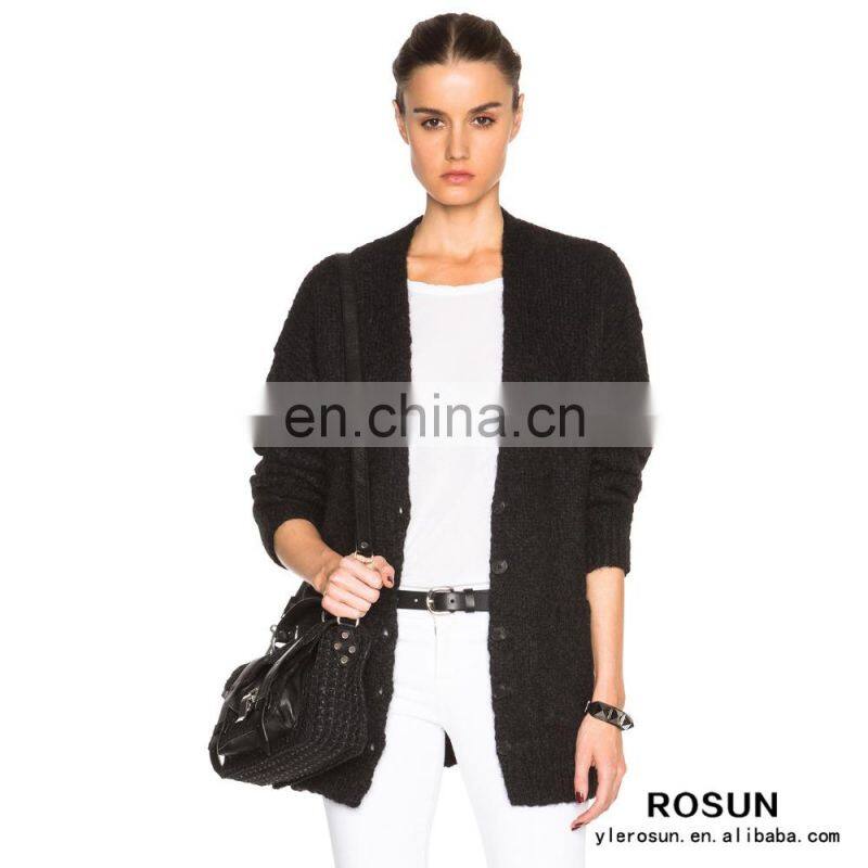 Open Knitwear Side Pockets Acrylic Boyfriend Cardigan Sweater Coat