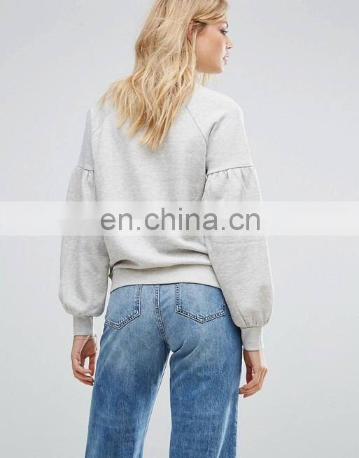 OEM Factory High Quality Cheap Price Crew Neck Sweatshirt Balloon Sleeve Sweatshirt