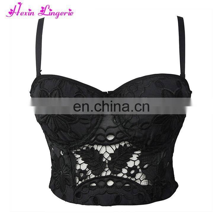 NO MOQ women black floral lace harness teenage latest fashion sexy cheap bra