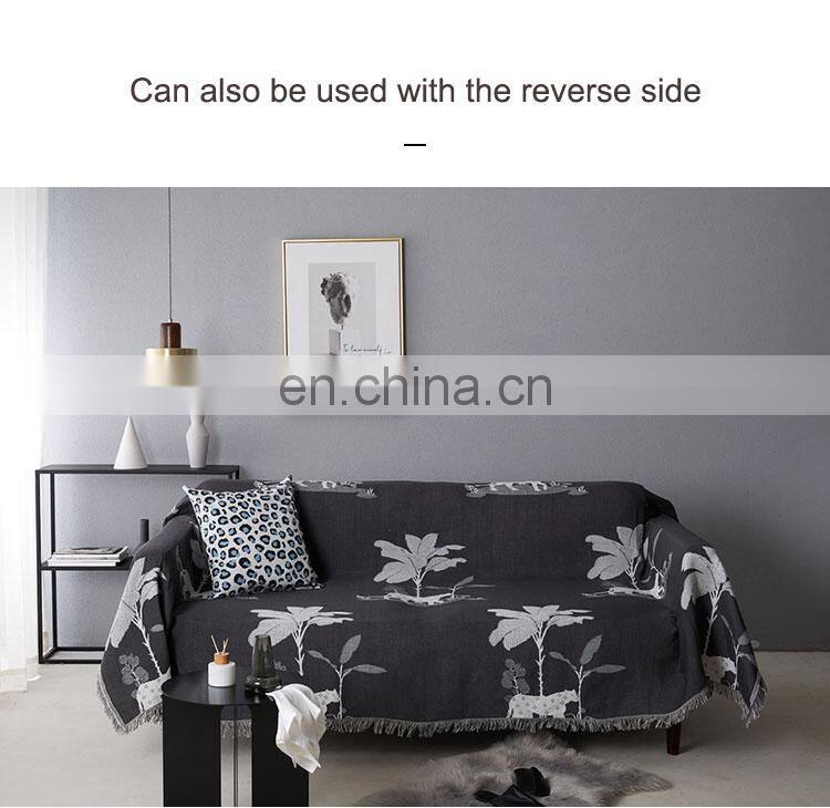 RAWHOUSE China wholesale throw blanket Yarn Dyed leopard double side woven throws tassels cover sofa home decor