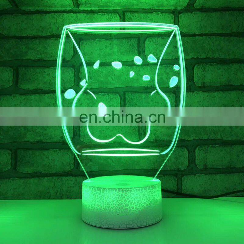 3D led light optical cat paw shaped lamp with touch sensor switch for bedroom