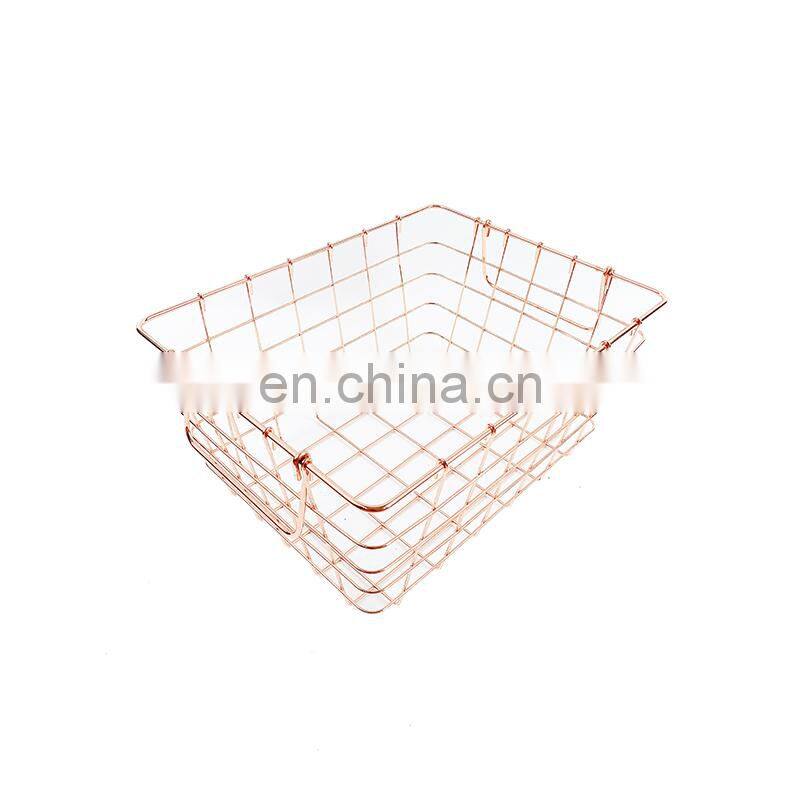 Home Modern Kitchen Basket Round Iron Wire Storage Food Organization Holder Metal Fruit Mesh Basket