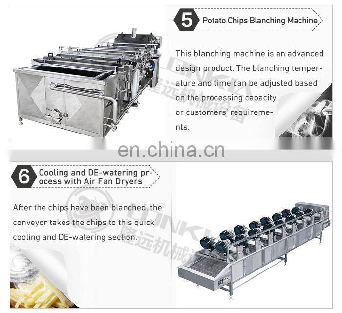 500kg/1000kg Fully Automatic potato chips Making Machine Frozen French Fries Production Line