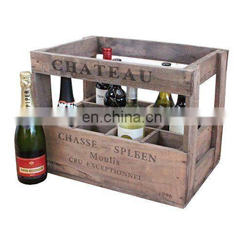vintage style wooden whisky wine crate box - 12 bottle holder