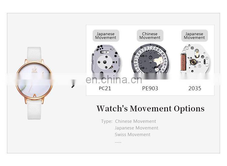 SHENGKE SK Men Watch Leather Band Matte Black Watches Custom Logo Brand Your Name  K9015G Alloy Watches