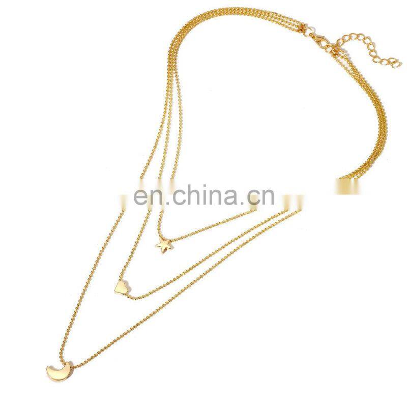 Bohemian Gold Moon Choker Necklace for Women Chains Statement Necklace Star Map Heart Pendant Necklaces Boho Jewelry Gift