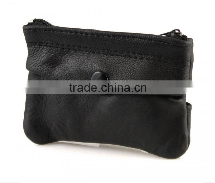 Zipper pocket with key hook cow leather key Case with Change Purse