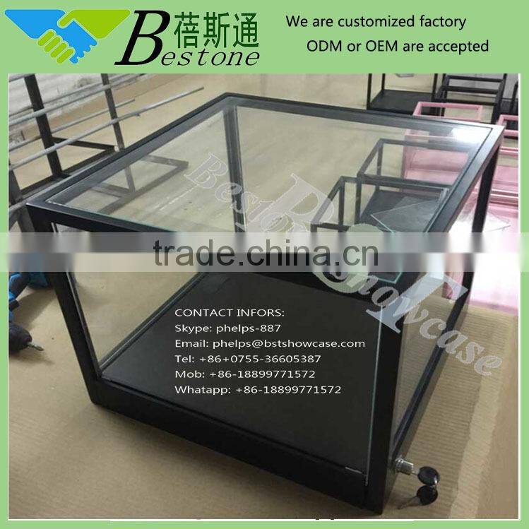 Lockable clear white tempered glass storage box with lid