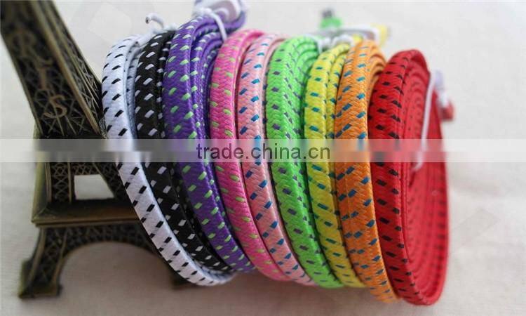 Nylon Flat Noodle Micro USB to Displayport Connector Cable