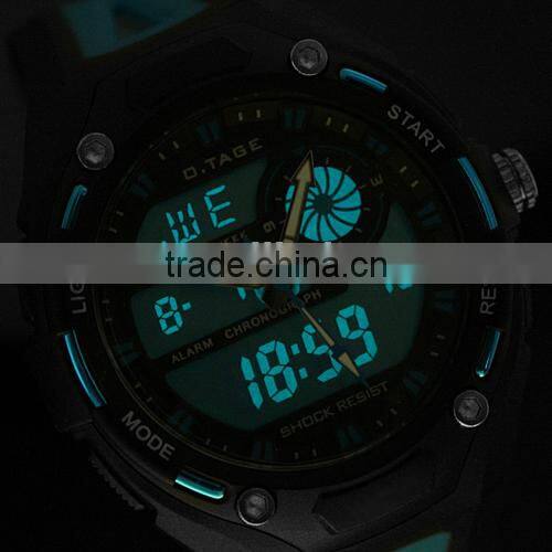 Men's Blue Rubber Digital Analog Dual Dial Ultra Light Sport Watch WS066