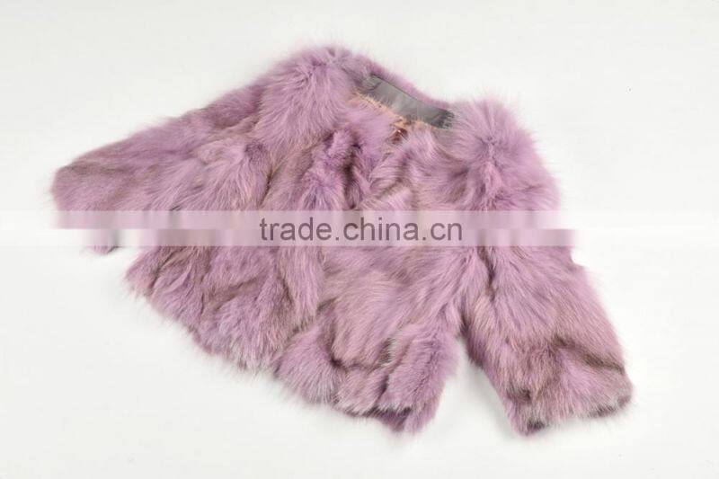Hot Sell Short style Lady Winter charming Clothing Natural Fox Foot Fur Coat