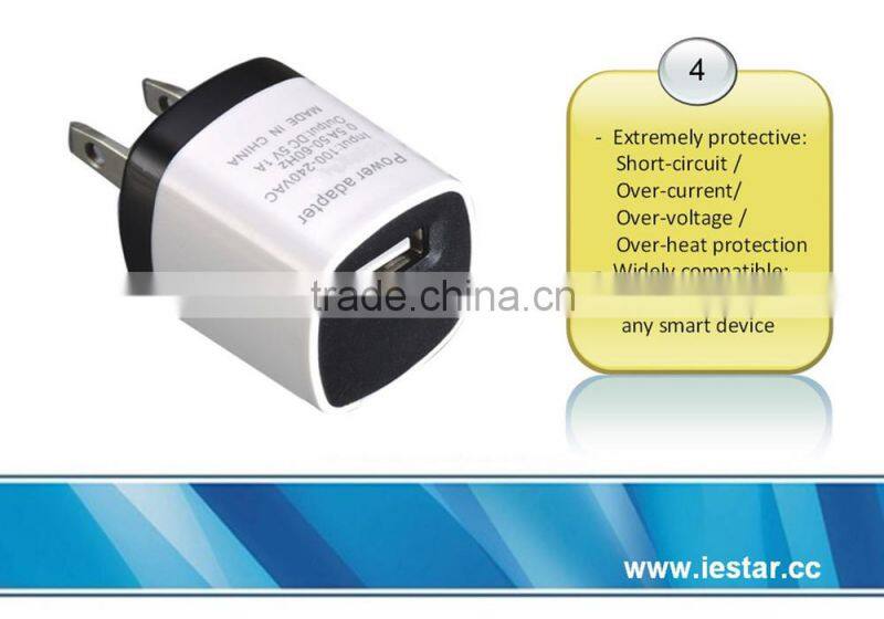 5v 1a universal travel adapter with usb charger