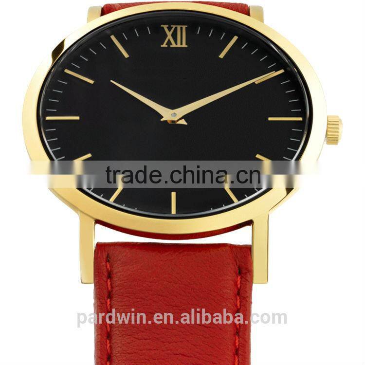 Glove leather strap polished gold 316l stainless steel bezel and buckle 50 meters water resistant the ultimate fashion watch