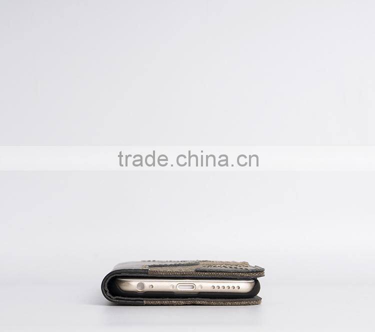 case for iPhone 6S with Full-grain cowhide leather black handmade case for mobile phone OEM/ODM accepted
