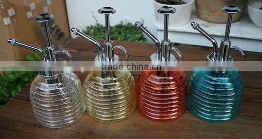 colored glass flower water pot