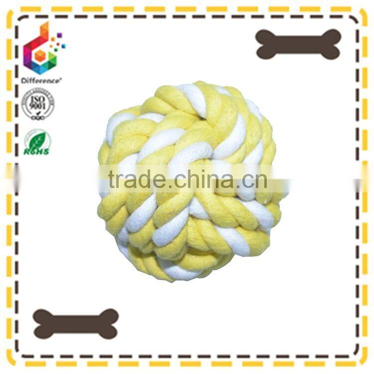 yellow and white cotton string woven pet ball