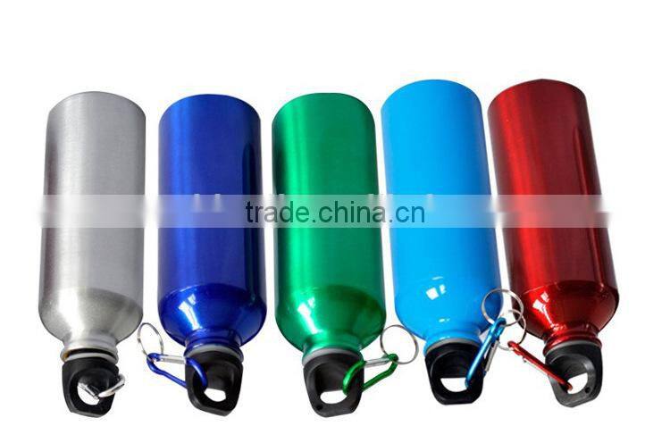 Outdoor light weight aluminum camping sport bottle with carabiner