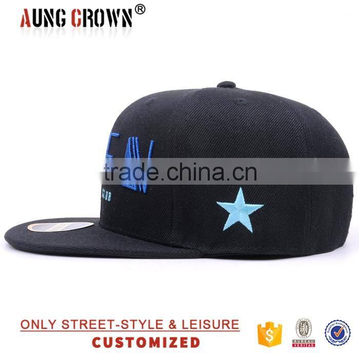Customized flat brim embroidery designer snap back caps