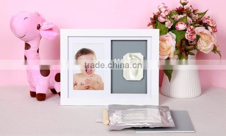High quality baby hand imprint with wall wood frame moulding sculpture