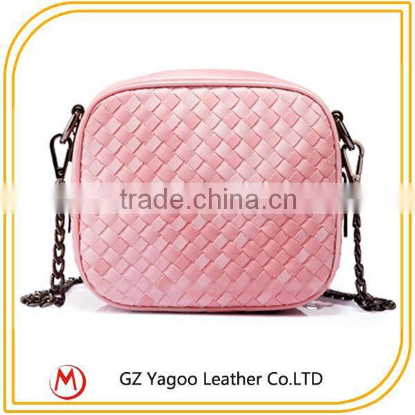 Wholesale Pink Leather Woven Teen Bags