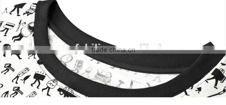 Spring 2015 girl's stylish cartoon printing loose long sleeve short models european sweater