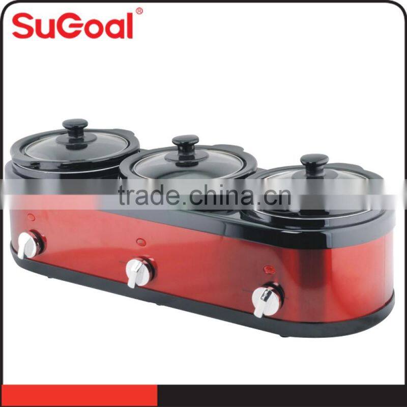 Electric panel SS body 3 in line industrial slow cooker