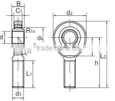 Hydraulic rod ends GAL...UK 2RS made of a maintenance-free radial spherical bearing GE...UK 2RS and rod body surface