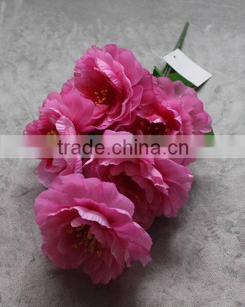 Home decoration 5 heads silk peony flowers wholesale