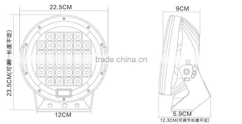 Top Sale Black/ Red automobile 4x4 accessories 4wd offroad 9 inch 96w round led working light led driving lights work light led