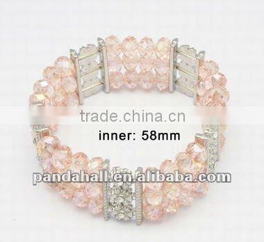 Glass Crystal Fashion Wristwatch Jewels Bangle Bracelets(BJEW-Q011-12)