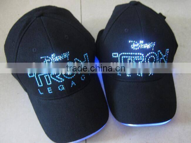 High Power Led cap Flashing Cap with Fibre Optic Lights on the Brim