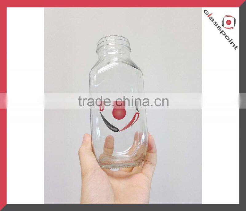Square Glass Bottles Milk / Beverage Glass Bottles