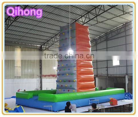 Toboggan blue inflatable climbing wall,giant climbing wall with bouncer for kids and adult