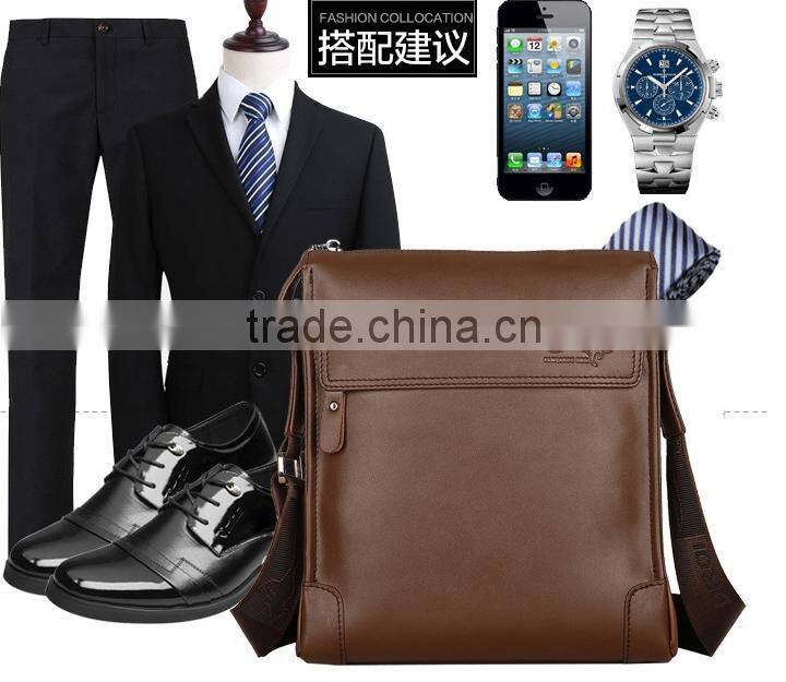 Mens laptop messenger bag genuine leather sling shoulder bag