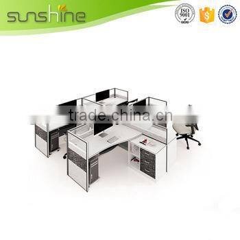 High Quality Modern Office Workstation Layout Aluminum Partition Office Cubicle Workstation For 4 Person