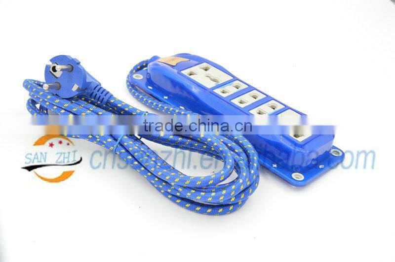Braided wire multiple socket and switched socket outlet