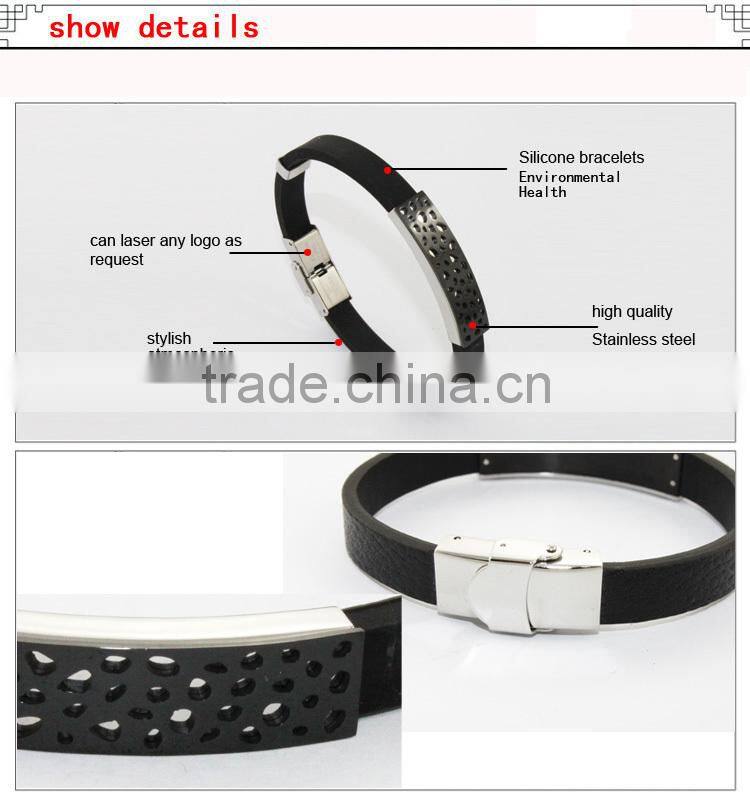 black men's silicone bracelet silicone bracelet wholesale leather bracelets for men