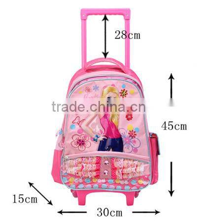 Cute Pink Trolley Backpack Girl School Bag For Little Girl